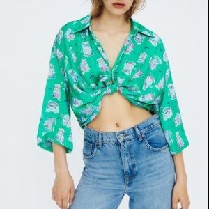 Zara | Tops | Zara Knotted Printed 